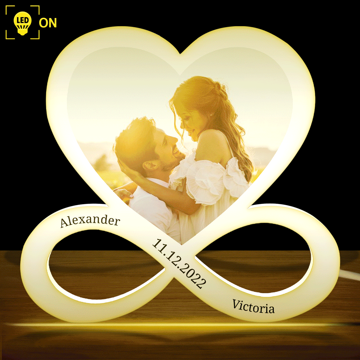 Custom Photo Infinity Love - Gift For Couples - Personalized Custom Shaped Photo Light Box