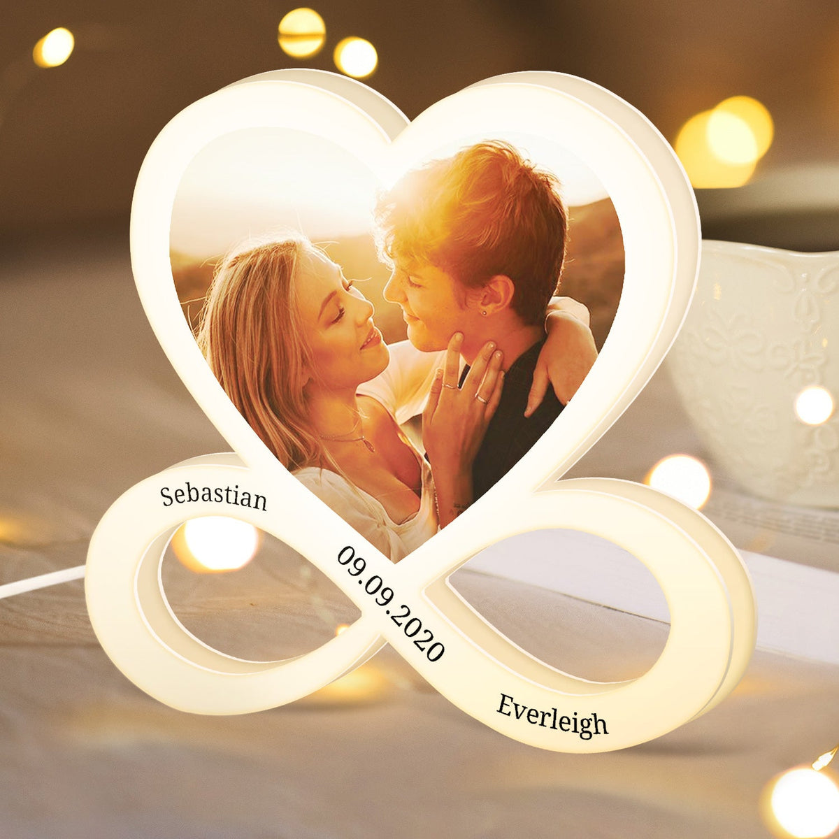 Custom Photo Infinity Love - Gift For Couples - Personalized Custom Shaped Photo Light Box