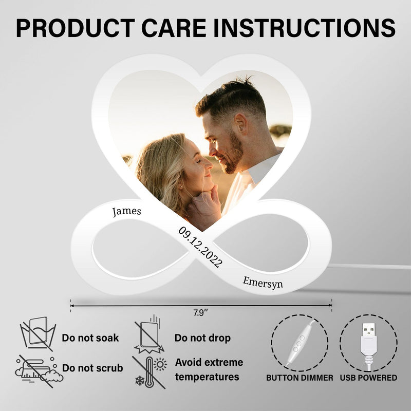 Custom Photo Infinity Love - Gift For Couples - Personalized Custom Shaped Photo Light Box