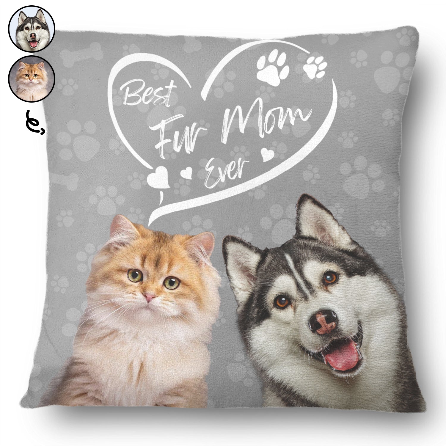 Custom Photo Best Fur Mom Dad Ever - Gift For Pet Mom, Pet Dad, Pet Lovers - Personalized Pillow