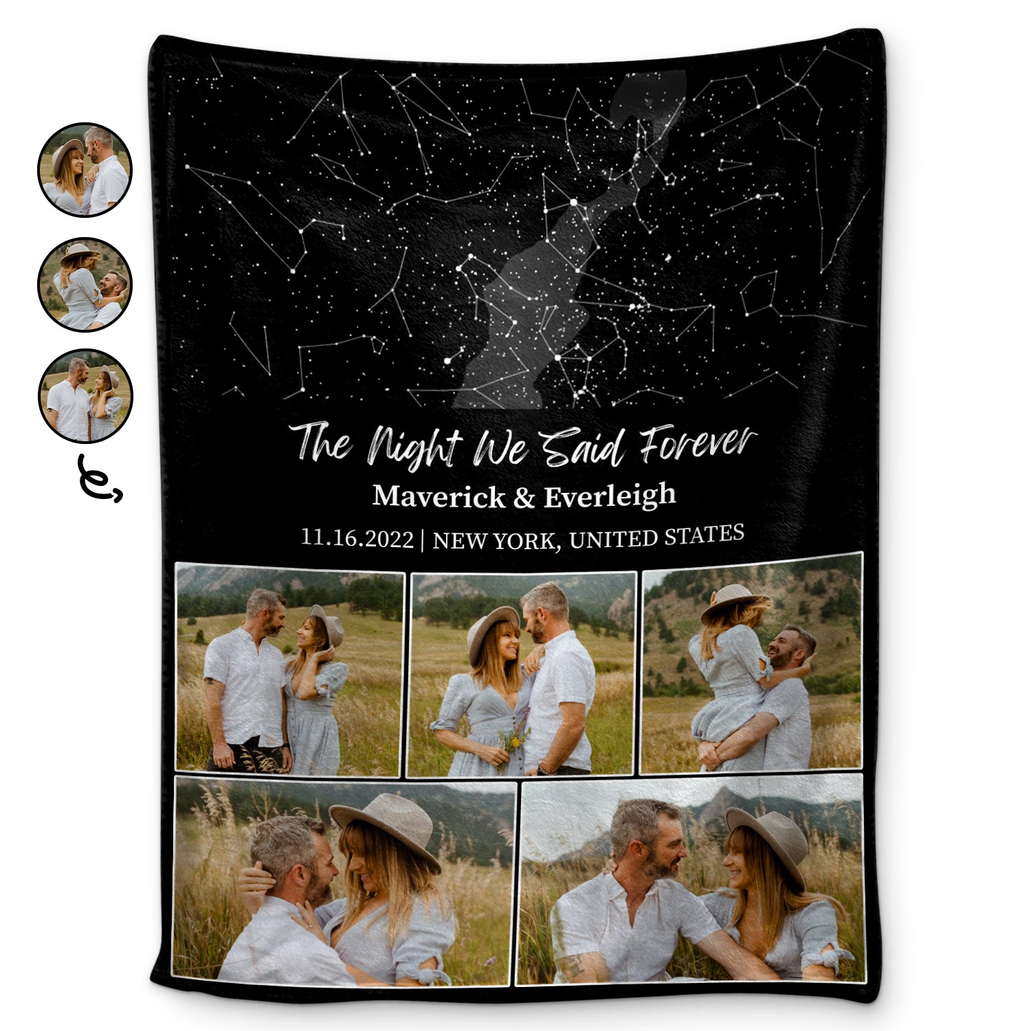 Star Map Custom Photo The Night We Said Forever - Gift For Couples - Personalized Fleece Blanket, Sherpa Blanket