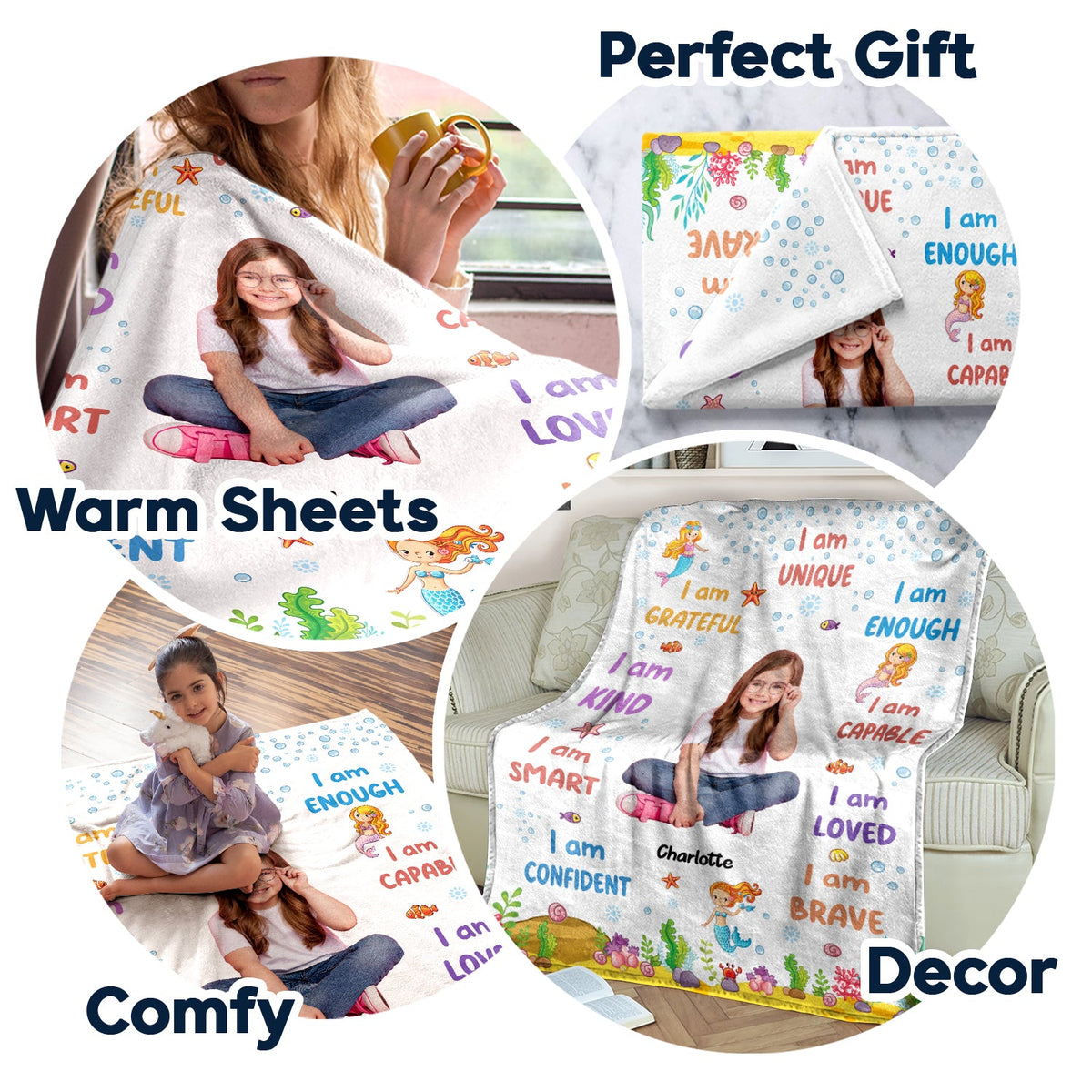 Custom Photo I Am Loved - Gift For Grandson, Granddaughter, Kids - Personalized Fleece Blanket, Sherpa Blanket