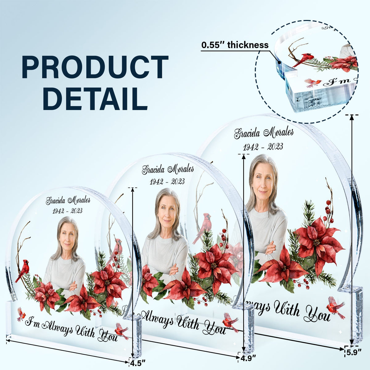 Custom Photo Cardinals I'm Always With You - Memorial Gift - Personalized Round Shaped Acrylic Plaque