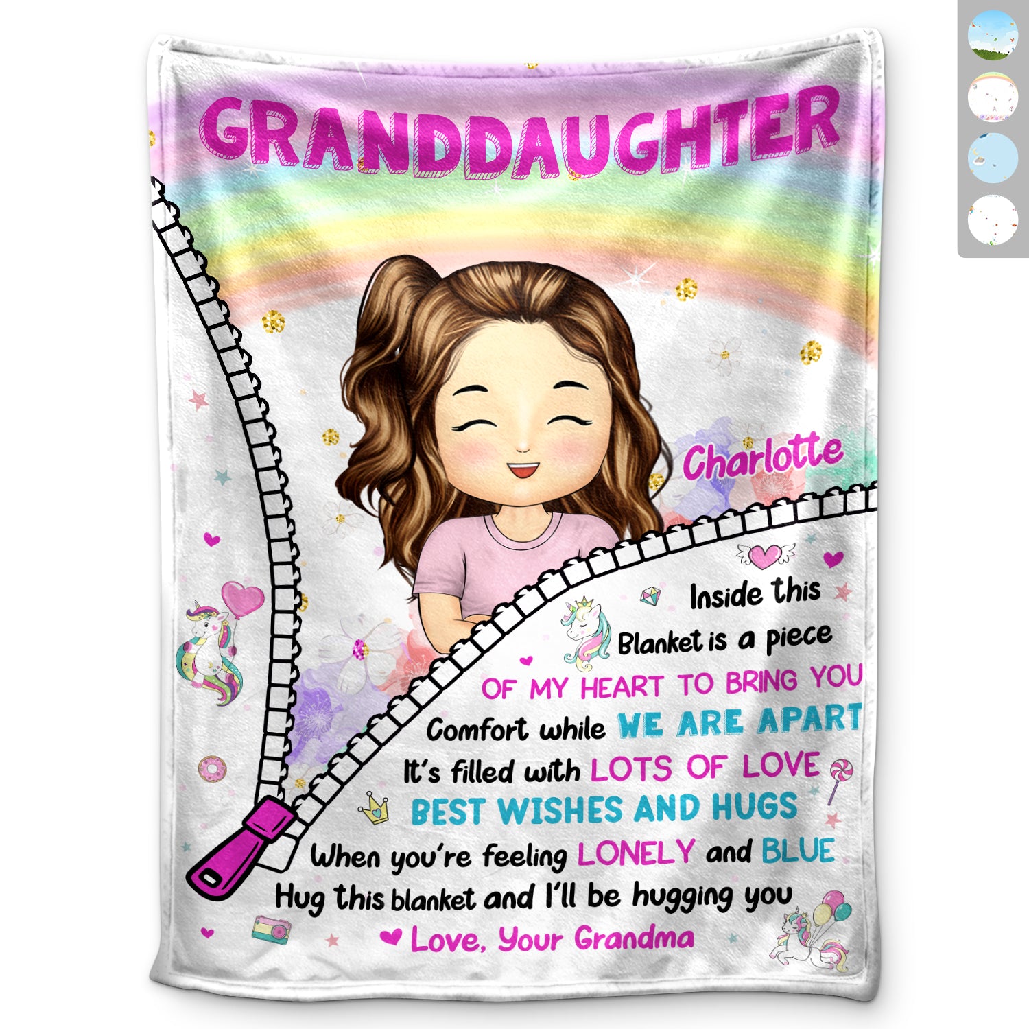 Hug This Blanket And I'll Be Hugging You - Gift For Granddaughter, Grandson, Kids - Personalized Fleece Blanket, Sherpa Blanket