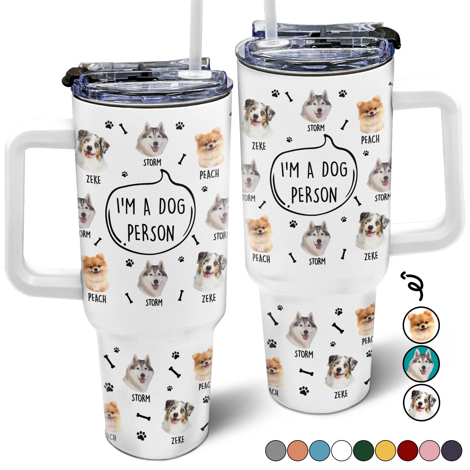 Custom Photo I'm A Dog Person - Gift For Dog Mom, Dog Dad, Dog Lovers - Personalized 40oz Tumbler With Straw