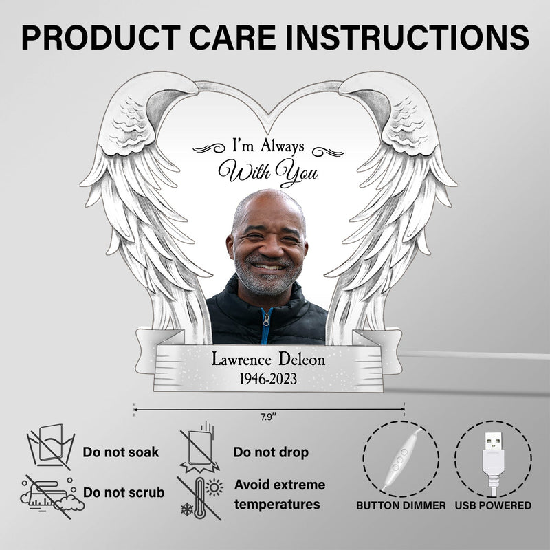 Custom Photo I'm Always With You - Memorial Gift For Family, Friends - Personalized Custom Shaped Photo Light Box