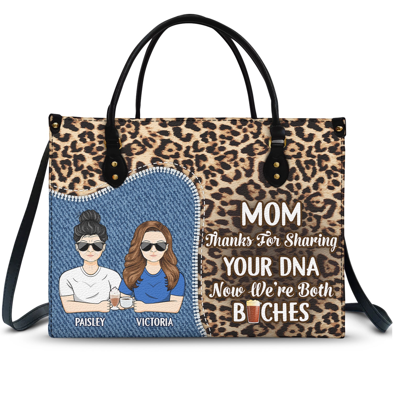 Mom Thanks For Sharing Your DNA - Mother Gift - Personalized Leather Bag