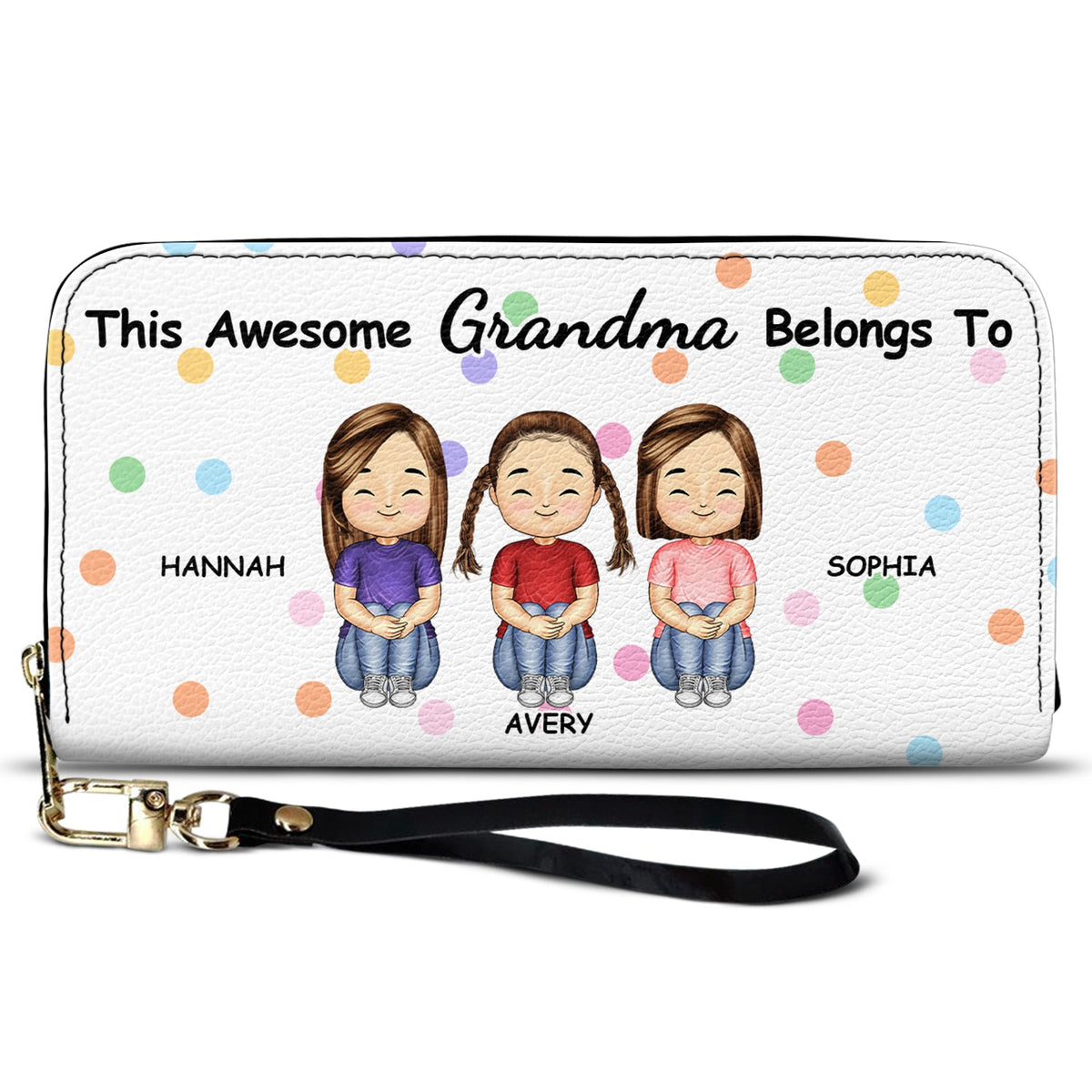 This Awesome Grandma Belongs To - Gift For Mom, Mother, Grandma - Personalized Leather Long Wallet
