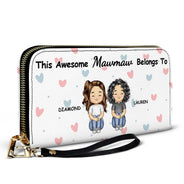 This Awesome Grandma Belongs To - Gift For Mom, Mother, Grandma - Personalized Leather Long Wallet
