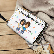 This Awesome Grandma Belongs To - Gift For Mom, Mother, Grandma - Personalized Leather Long Wallet