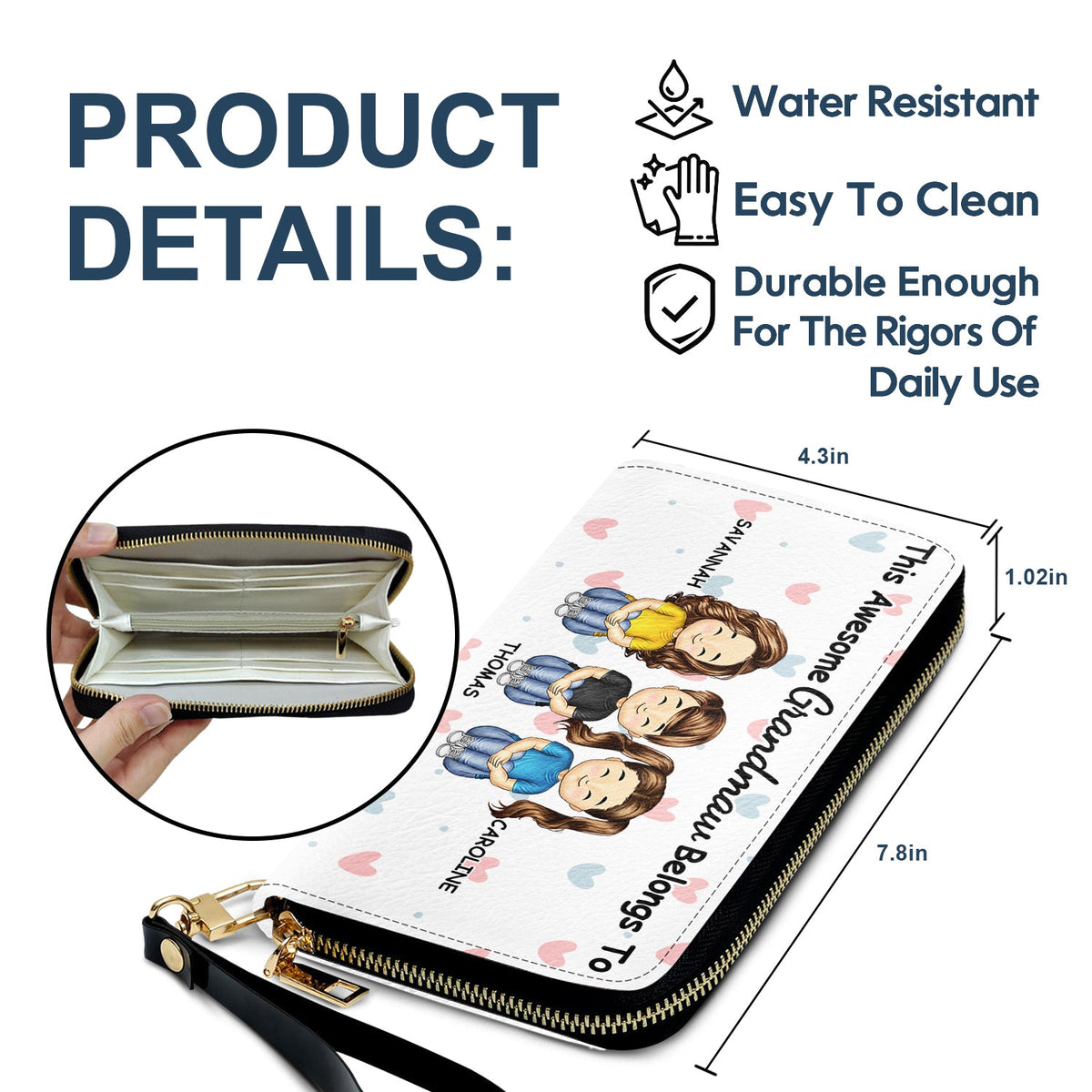 This Awesome Grandma Belongs To - Gift For Mom, Mother, Grandma - Personalized Leather Long Wallet