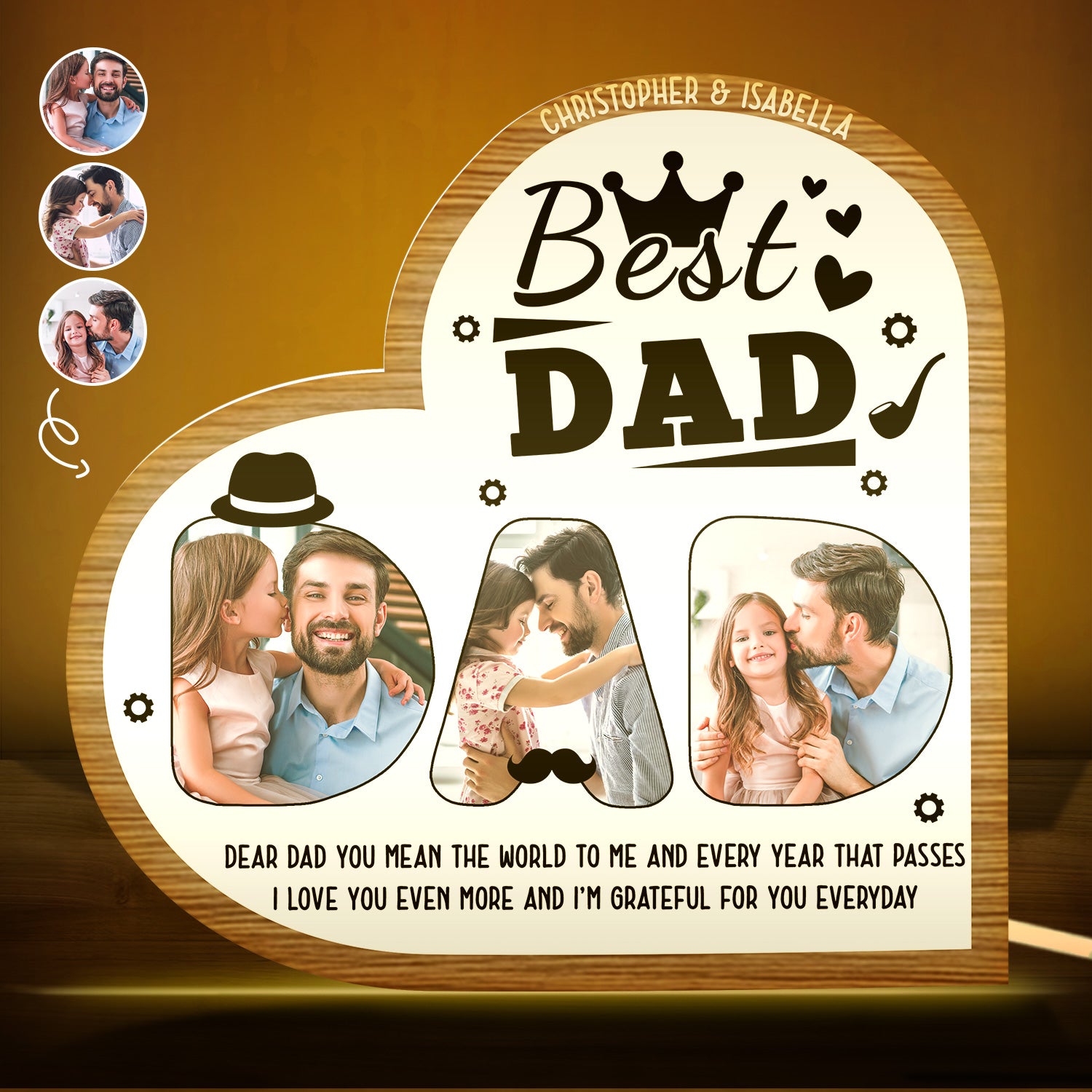 Custom Photo Our Daddy Is Our Hero - Gift For Dad, Father's Day - Personalized Custom Shaped Photo Light Box