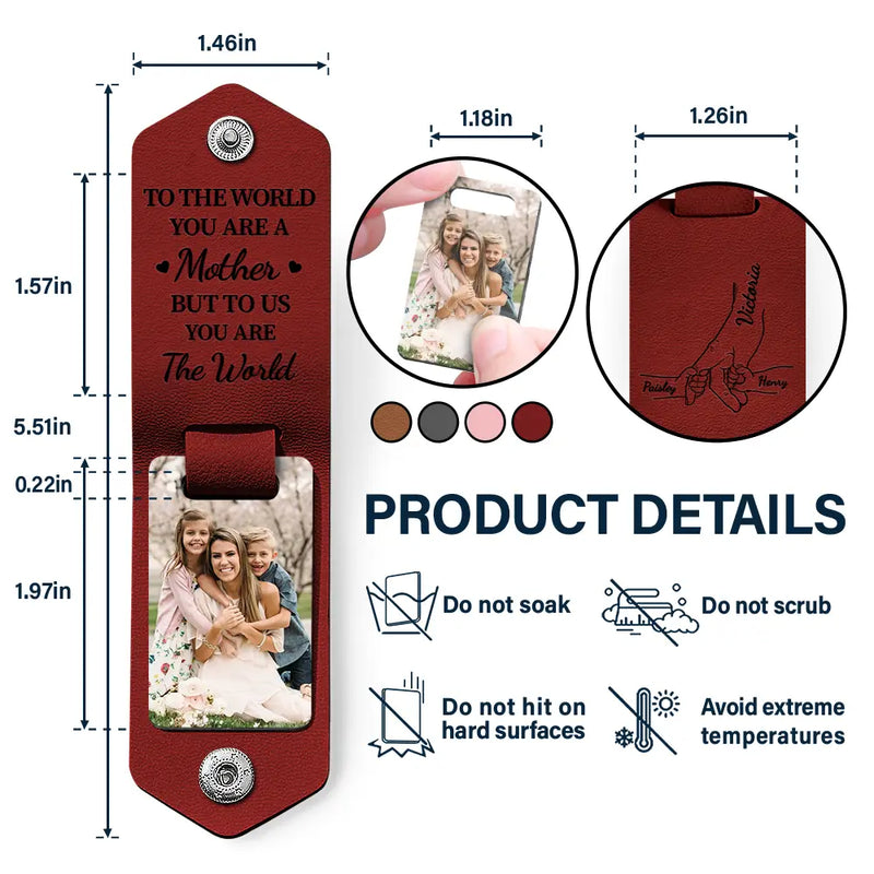 Custom Photo Mother Holds My Heart Forever - Gift For Mom, Mama - Personalized Leather Photo Keychain