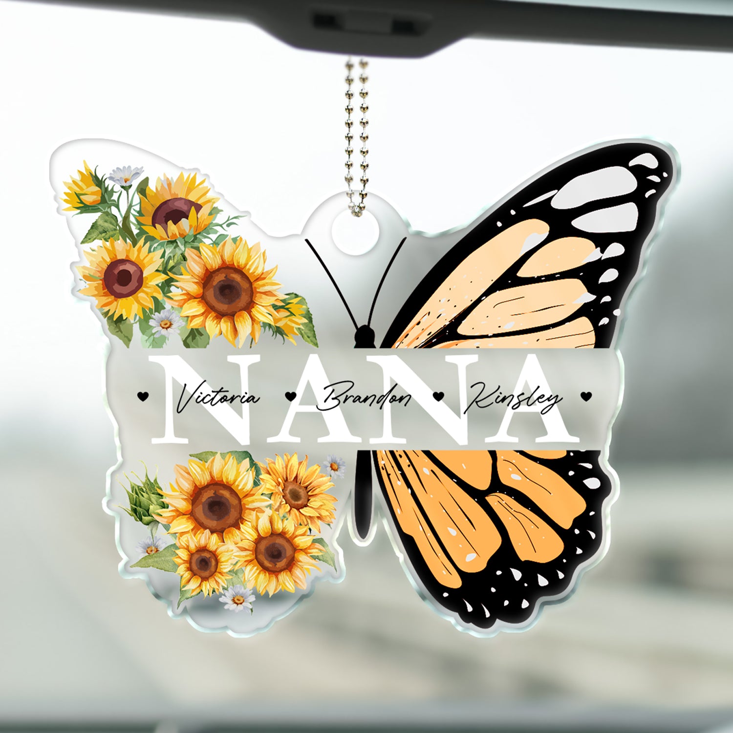 Grandma Mom Butterfly Grandkids Kids - Gift For Mother, Grandmother - Personalized Acrylic Car Hanger