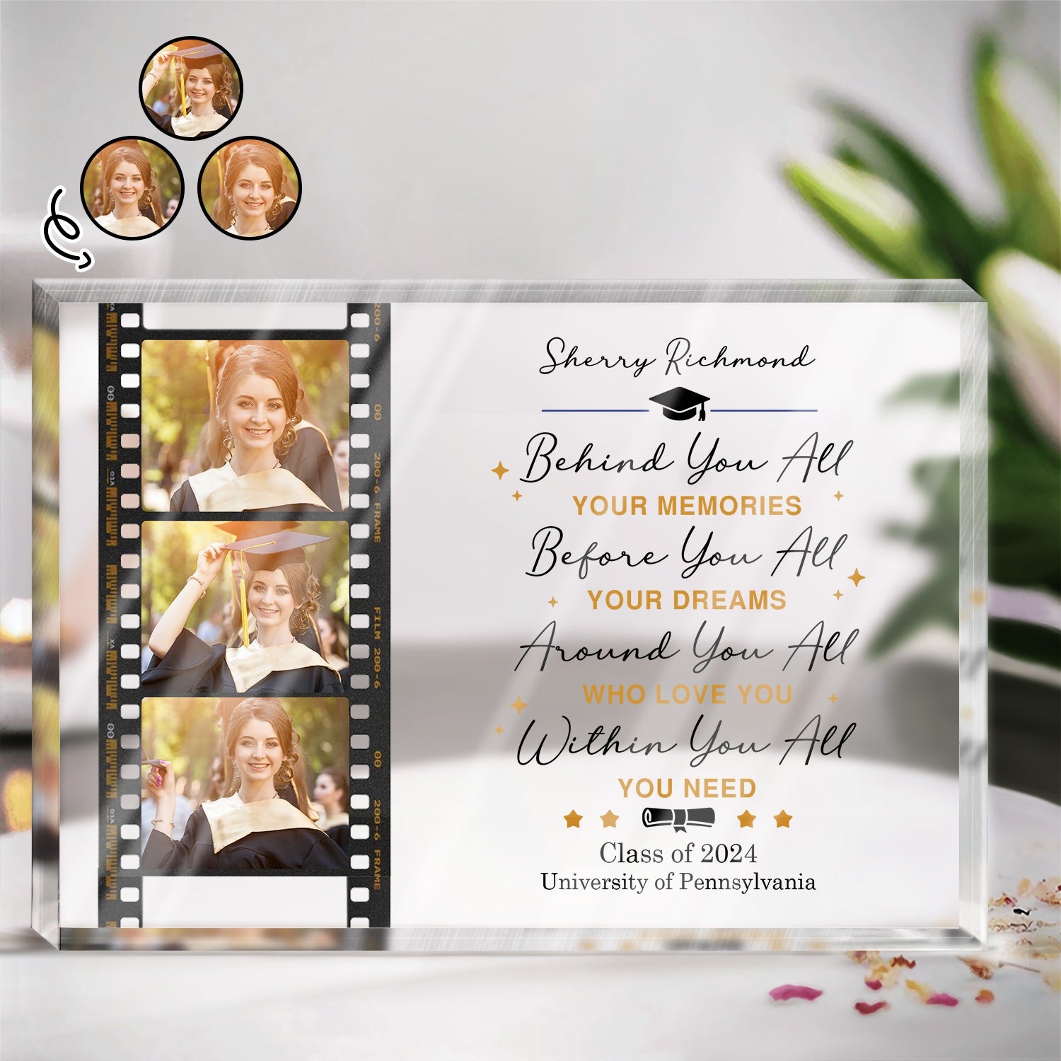 Custom Photo Behind You All Your Memories - Graduation Gift For Friends, Children - Personalized Rectangle Shaped Acrylic Plaque