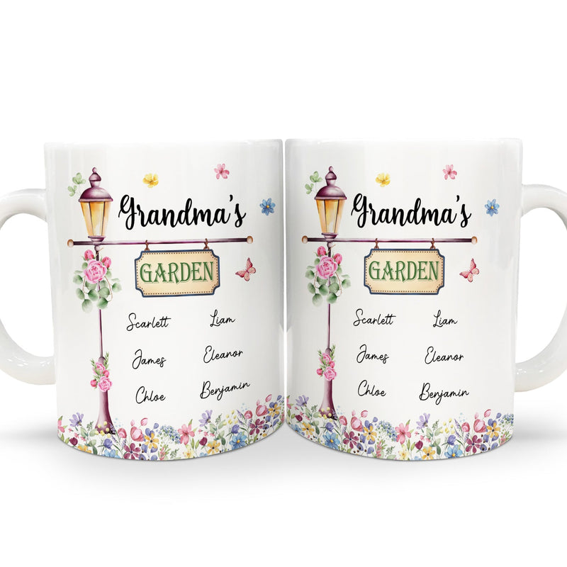 Mom's Grandma's Garden - Loving Gift For Mother, Grandmother - Personalized White Edge-to-Edge Mug