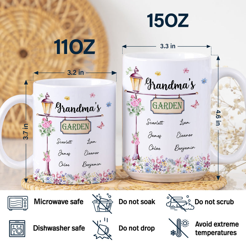 Mom's Grandma's Garden - Loving Gift For Mother, Grandmother - Personalized White Edge-to-Edge Mug