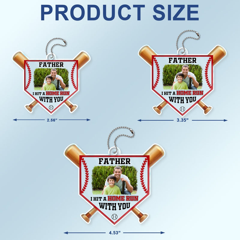 Custom Photo Dad We Hit A Home Run With You - Gift For Baseball Dad, Father - Personalized Acrylic Car Hanger