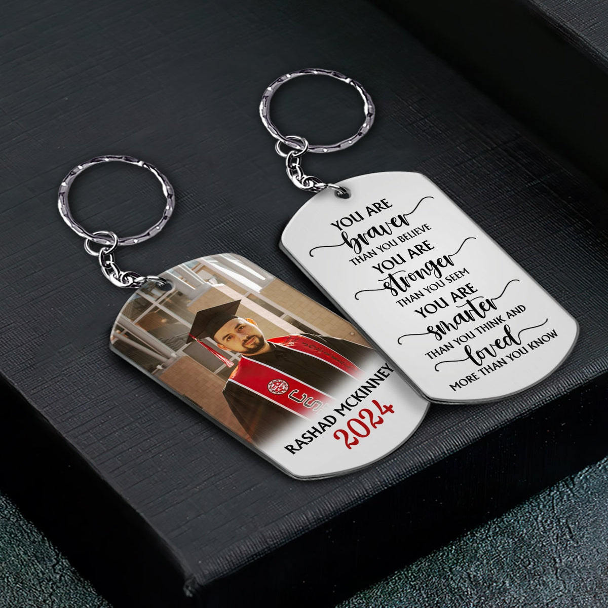 Custom Photo You Are Braver Than You Believe - Graduation Gift, Gift For Friends - Personalized Aluminum Keychain