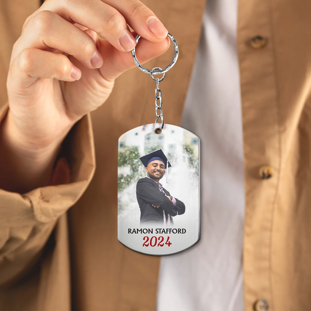 Custom Photo You Are Braver Than You Believe - Graduation Gift, Gift For Friends - Personalized Aluminum Keychain