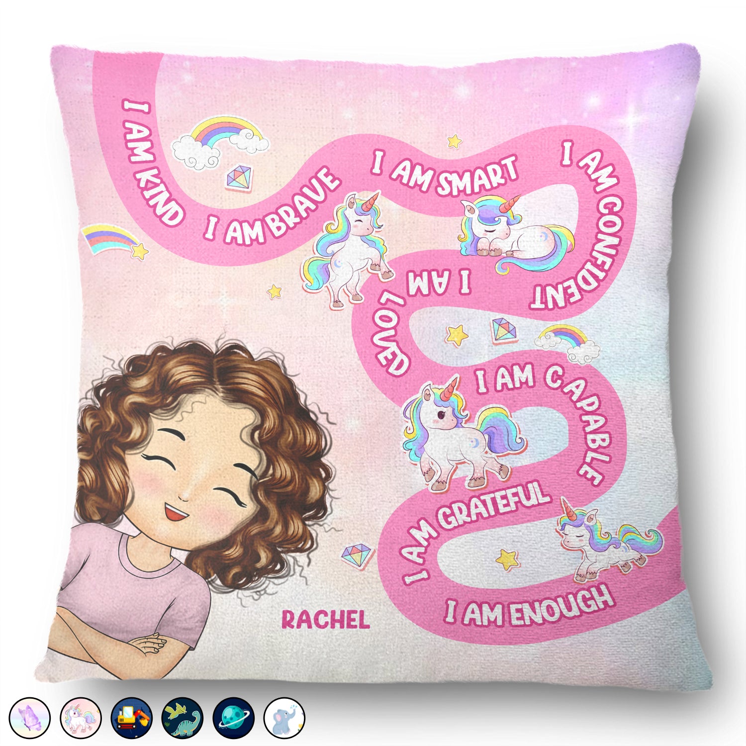 I Am Grateful I Am Enough Affirmations - Gift For Kids - Personalized Pillow