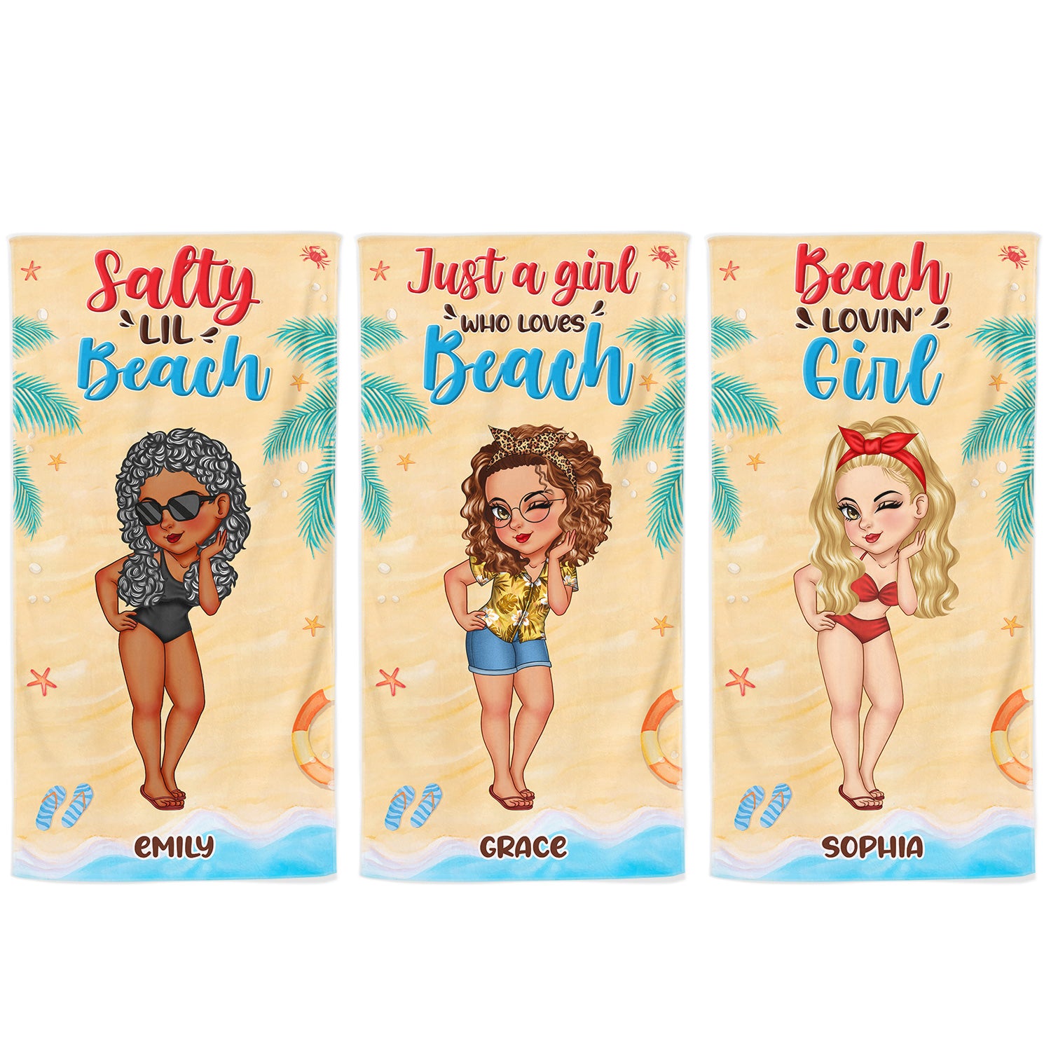 Beach Lovin' Girl Traveling Poolside Swimming Picnic - Birthday, Vacation Gift For Her, Besties - Personalized Beach Towel