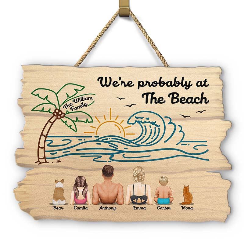 Family Probably At The Beach - Personalized Custom Shaped Wood Sign