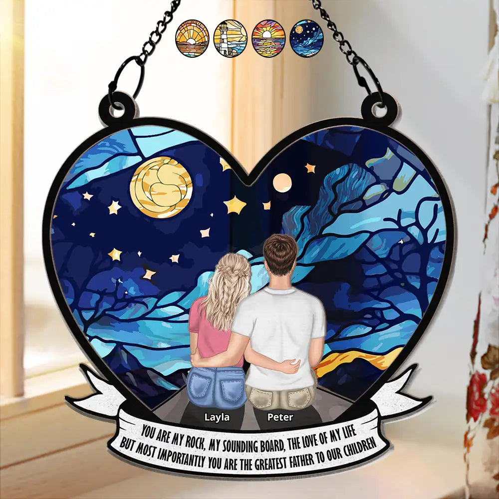 The Greatest Father To Our Children - Personalized Window Hanging Suncatcher Ornament