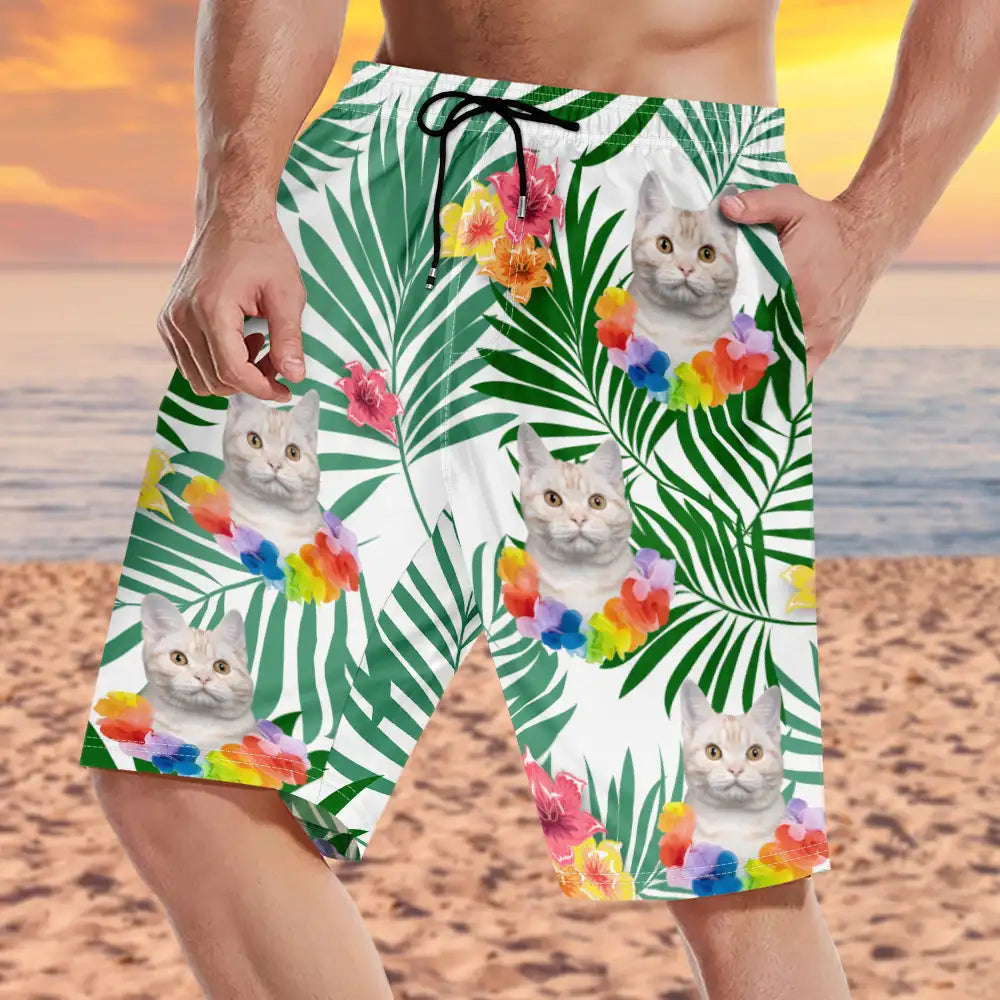 Wander Prints Custom Photo Custom Photo Aloha Dog Cat Personalized Unisex Beach Shorts Unisex S