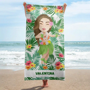 Custom Photo Hula Dancing - Personalized Beach Towel