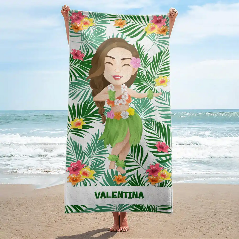 Custom Photo Hula Dancing - Personalized Beach Towel