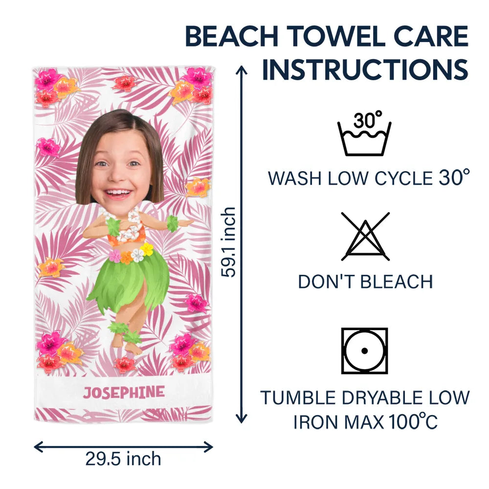 Custom Photo Hula Dancing - Personalized Beach Towel