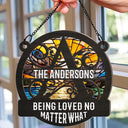Monogram Love Never Ends - Personalized Window Hanging Suncatcher Ornament