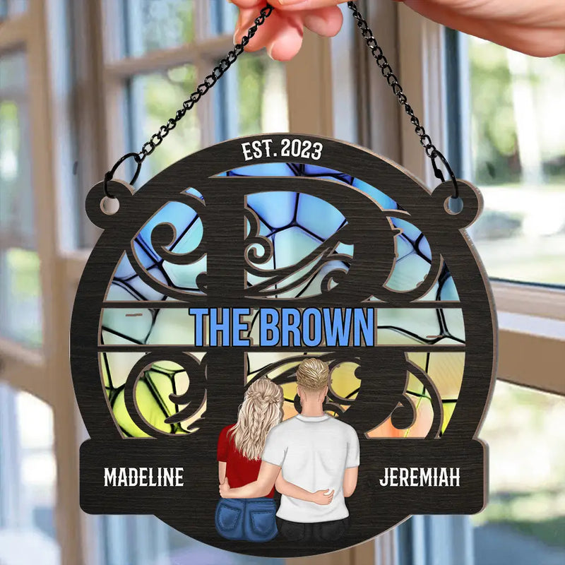 Monogram Married Couple - Personalized Window Hanging Suncatcher Ornament