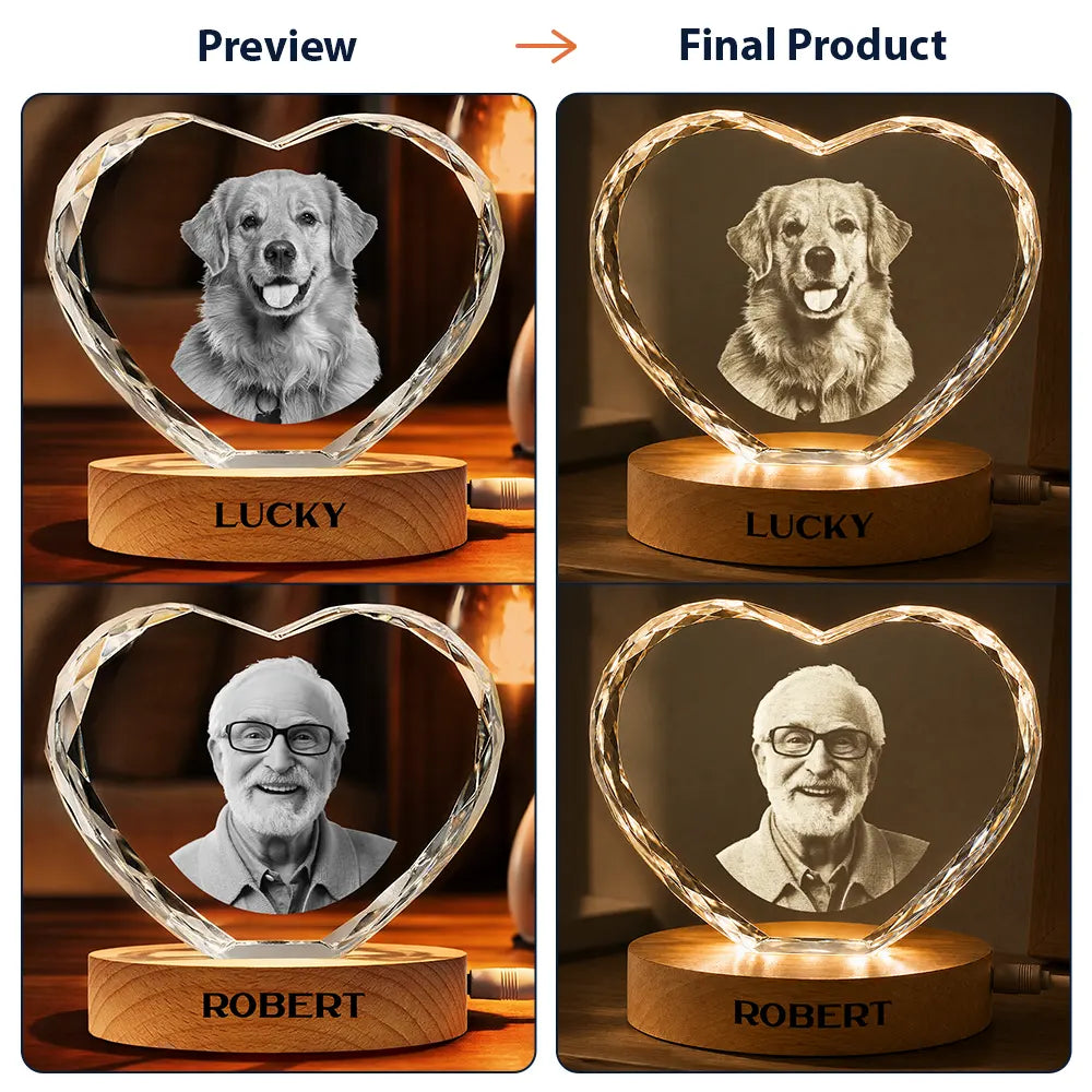 Custom Photo My Favorite Place In All The World Is Next To You - Personalized Crystal Heart Shaped Lamp