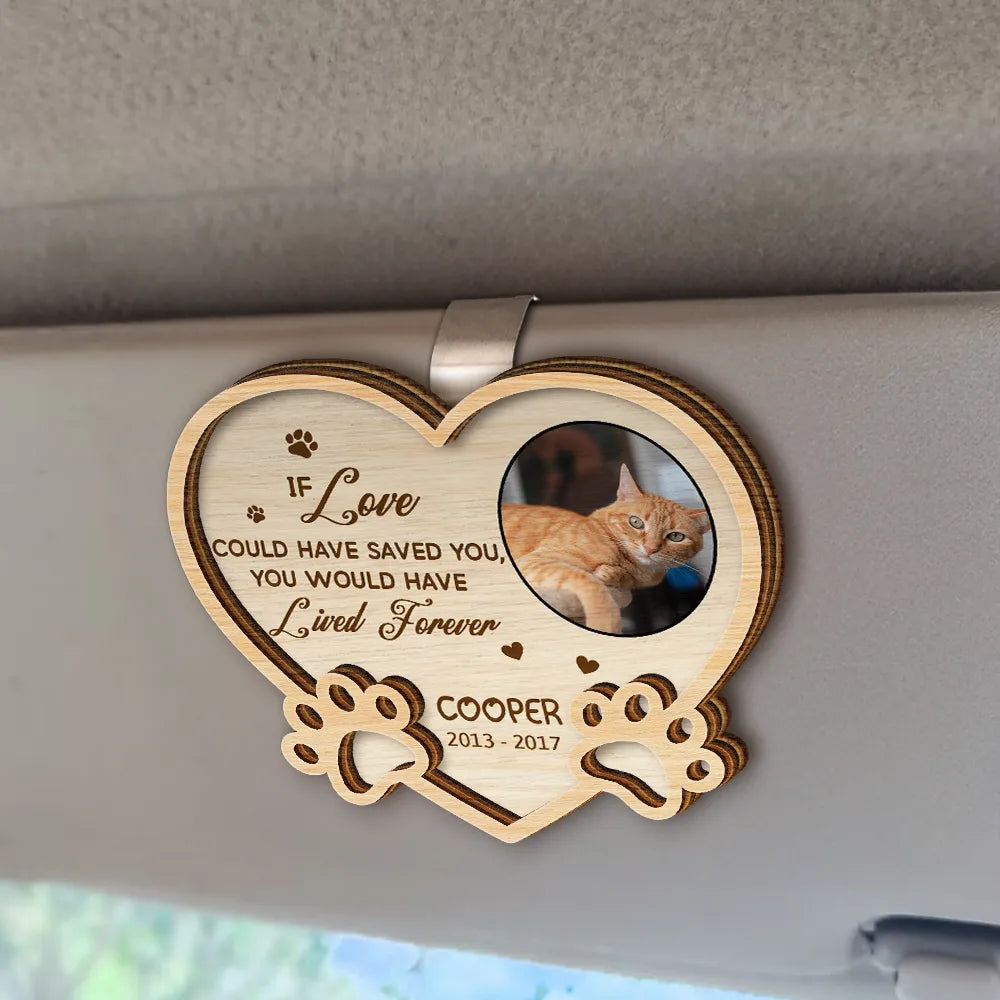 Photo personnalisée : vous avez laissé des empreintes de pattes sur mon cœur pour toujours - Clip de pare-soleil de voiture personnalisé et personnalisé 