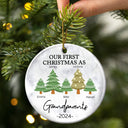 First Christmas As Grandparents - Personalized Circle Ceramic Ornament