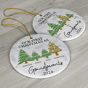 First Christmas As Grandparents - Personalized Circle Ceramic Ornament