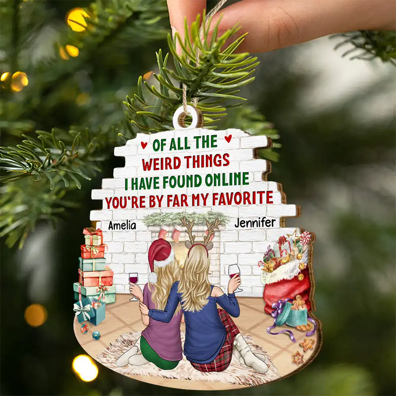 Of All The Weird Things I Have Found Online Couples Christmas - Personalized Custom Shaped Wooden Ornament