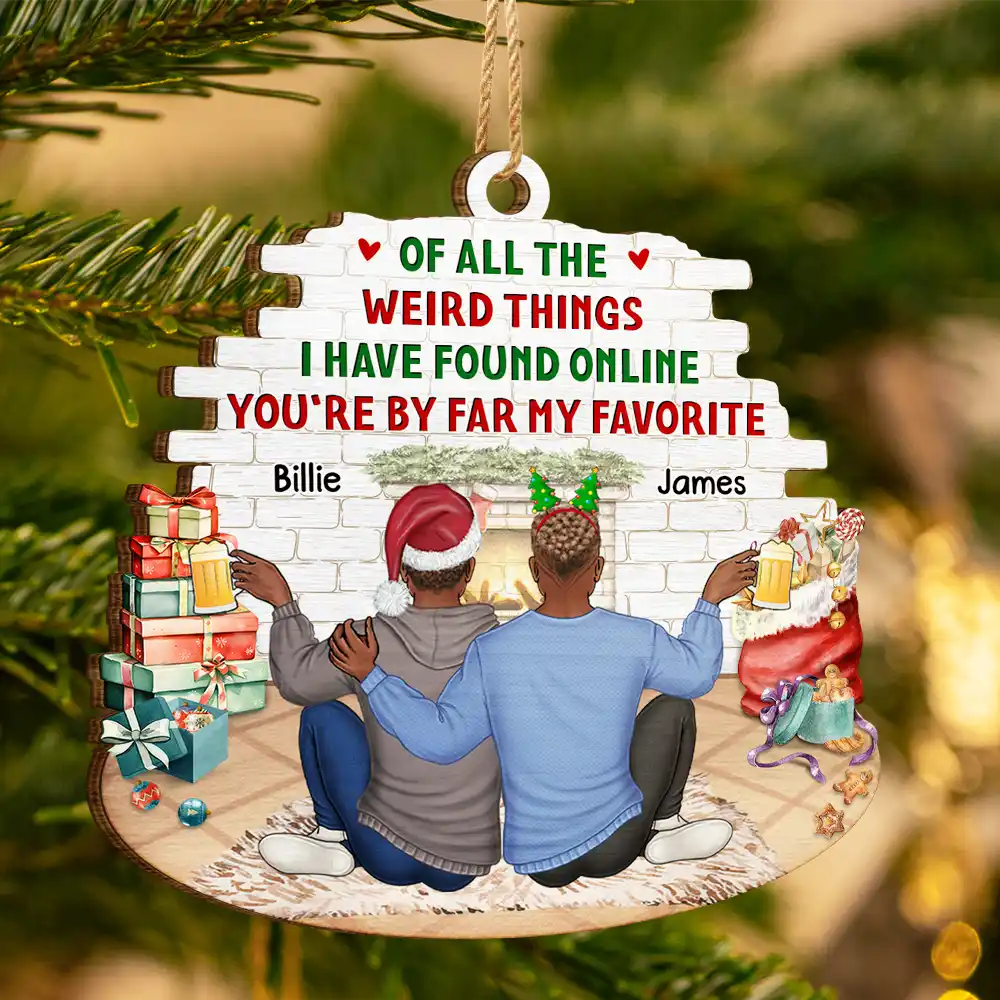 Of All The Weird Things I Have Found Online Couples Christmas - Personalized Custom Shaped Wooden Ornament