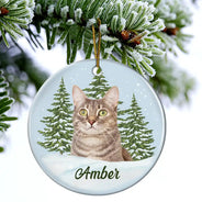Memorial, Pet Lovers - Custom Photo Pet Face Memorial - Personalized Circle Ceramic Ornament