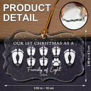 Family - First Christmas As A Family Of Four Footprints - Personalized Medallion Glass Ornament