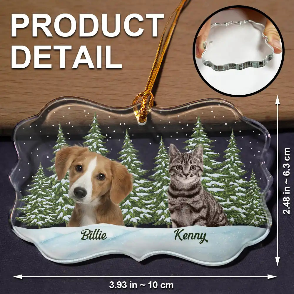 Memorial,Pet Lovers,Cat Lovers,Dog Lovers,Love,Continue Shopping - Custom Photo Pet Face Dog Cat Family - Personalized Medallion Glass Ornament