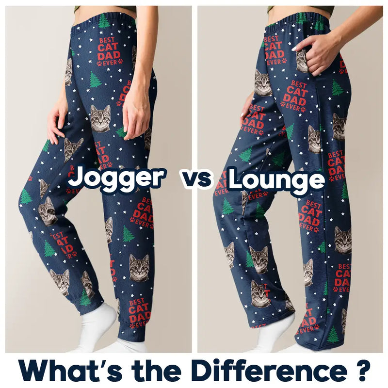 Christmas,Custom Photo,Pet Lovers,Pet Mom,Pet Dad,Dog Lovers,Cat Lovers,Happy - Custom Photo Best Pet Dad Mom Ever - Personalized Pajama Pants