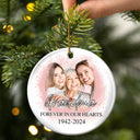 Gift For Grandparents - Custom Photo Memorial Grandma And Granddaughter - Personalized Circle Ceramic Ornament