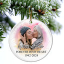 Gift For Grandparents - Custom Photo Memorial Grandma And Granddaughter - Personalized Circle Ceramic Ornament