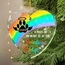 Pet Lovers - A Piece Of My Heart Memorial Christmas - Personalized Heart Shaped Glass Ornament