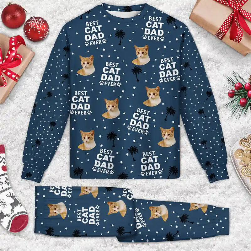 Pet Lovers, Pet Mom, Pet Dad - Custom Photo Best Dog Cat Dad Mom Ever - Personalized Unisex Pajamas Set