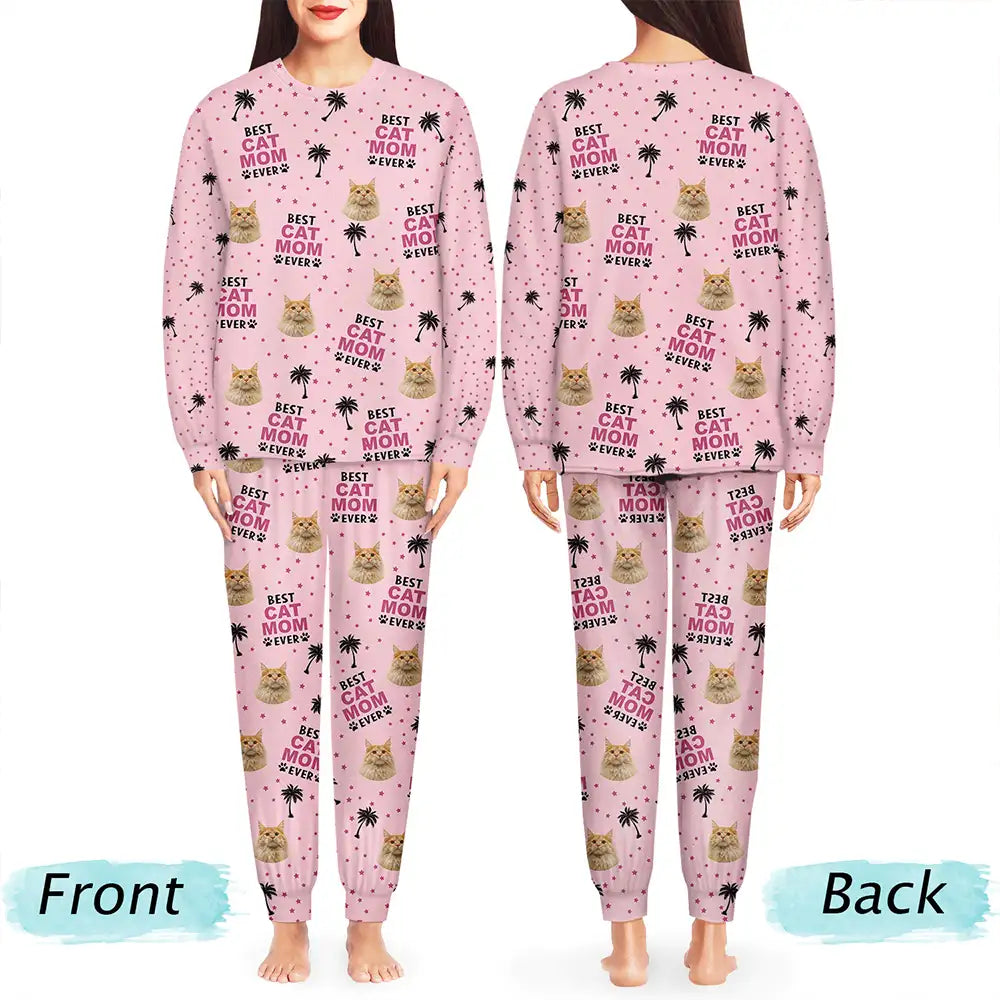 Pet Lovers, Pet Mom, Pet Dad - Custom Photo Best Dog Cat Dad Mom Ever - Personalized Unisex Pajamas Set