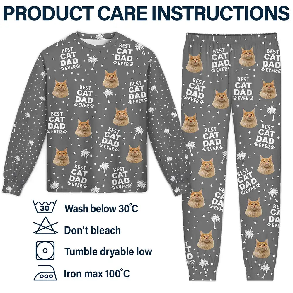 Pet Lovers, Pet Mom, Pet Dad - Custom Photo Best Dog Cat Dad Mom Ever - Personalized Unisex Pajamas Set